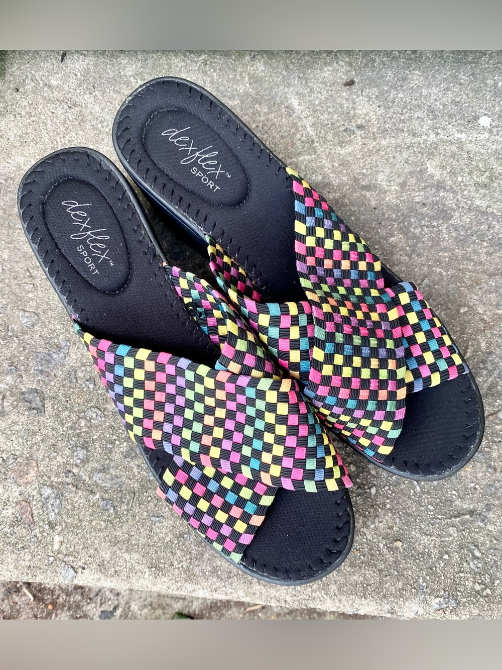 Dexflex Sport Multicolor Woven Slide Platform Sandals